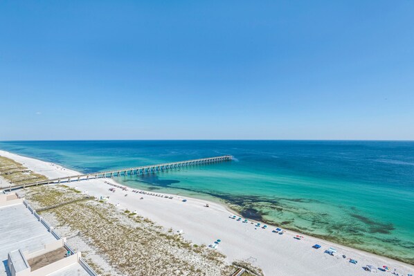 Beautiful emerald water and white powdery sand!