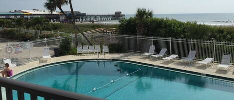 Beautiful view of ocean, pier and pool from private balcony!