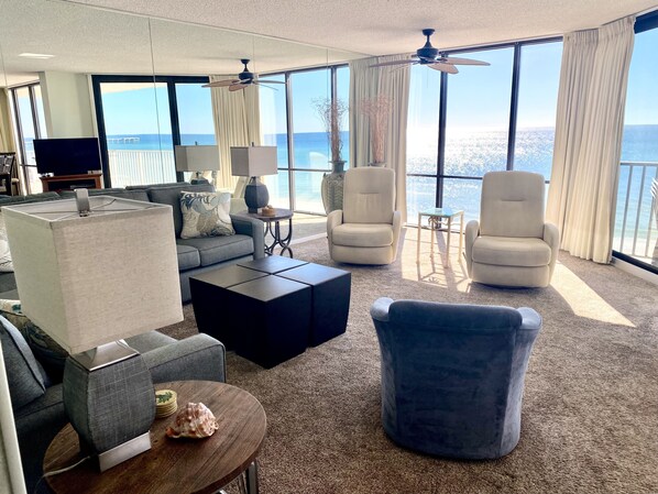 Large living room with great views