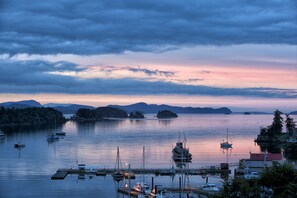 Morning view from Mariner's Loft. Calm and cloudy morning.