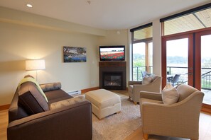 first floor living room, deck and bbq. Sample picture