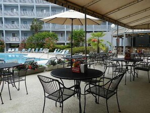We are in bldg. 2 adjacent to the Pool grill and tiki bar.