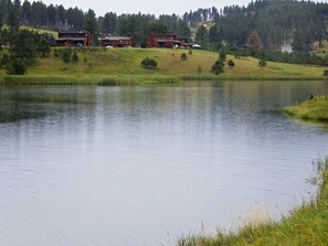 View of Condos from the South side of private lake.