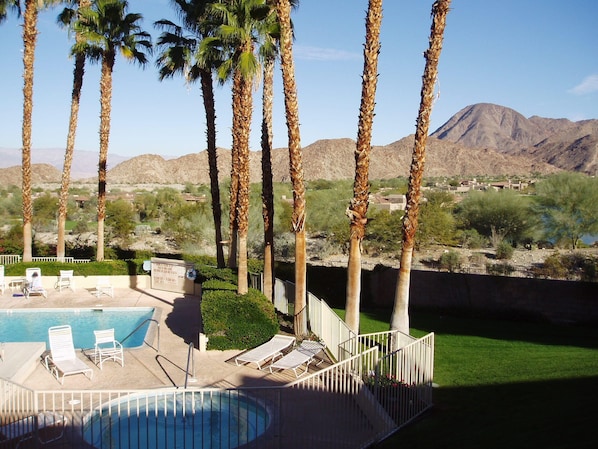 Panoramic view overlooking pool/spa with Mount Eisenhower