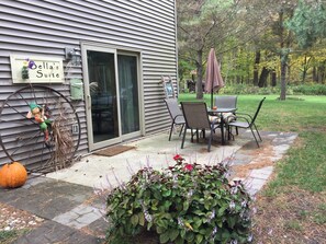 Private patio just steps away from the trails! 