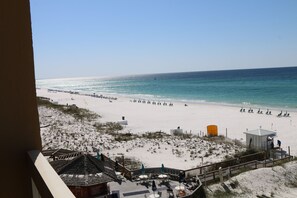 West, (left) view of the beach, from our 5th floor balcony