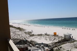 West, (left) view of the beach, from our 5th floor balcony