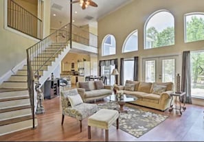 Tall  living room ceiling open floor plan