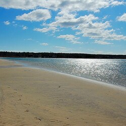 Bay beach and lake for sailing and canoeing