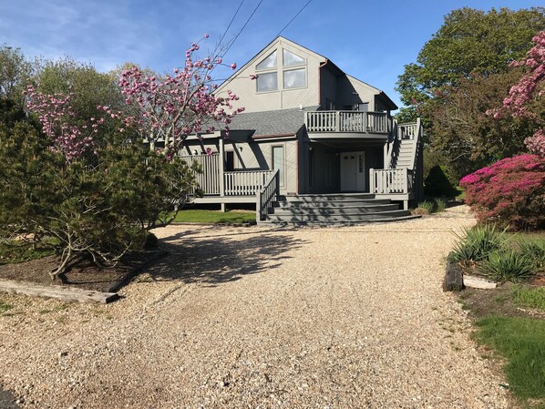 Front View. House is a 2-story upside down house: Living Area Upstairs;Beds Down