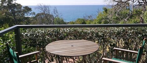 Dining on a sunny deck for whale watching