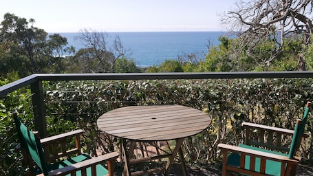 Dining on a sunny deck while watching the whale migration.
