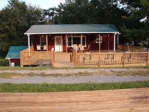 View of upper level from dock at large pond