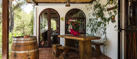 Entrance to the main Finca from the pool