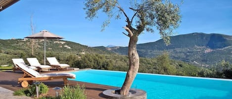 The characteristic olive tree by the pool!