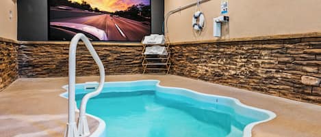 Private, Indoor, Heated Pool with 10' Projector Screen and Roku Streaming Stick