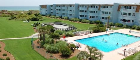 Beach, Courtyard and Pool View from Balcony