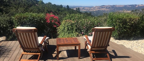 Relax and lounge in peace. Panoramic views of the valley & vineyards below. 