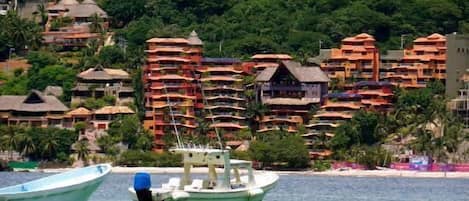 View of Villas from water. Villa is in bldg #4 on the Left side of the resort