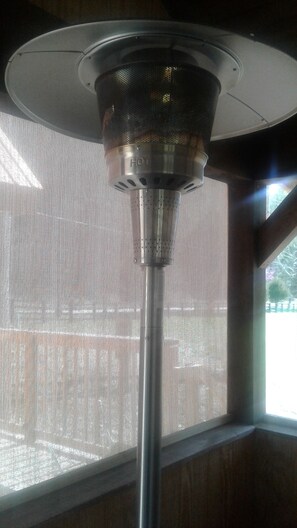 Propane heater in sun room. 