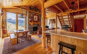 The inviting interior has incredible views!