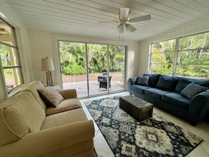 Sun room to back yard.