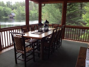 Custom built hickory/pine table and chairs on huge screened-in porch = fav spot!