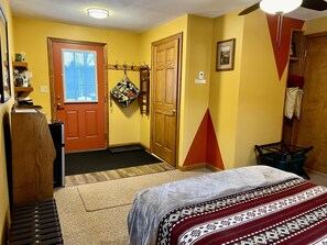 Private entrance and bathroom.