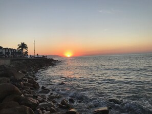 walking down the beach