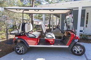Golf cart rental $550/stay. Arrangements can be made 1 month prior to arrival