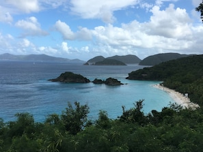 View of St John beach to outer islands