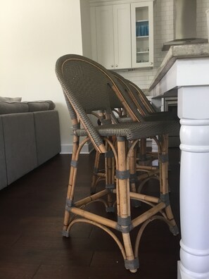 Restoration Hardware dining counter chairs.