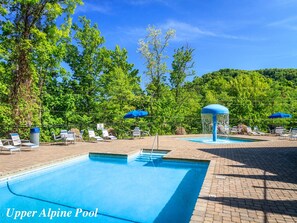 Upper Alpine Pool - Our Upper Alpine Pool is the fun pool." Bring your goggles and play in our fountain."