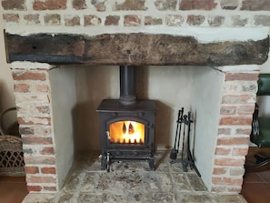 The wood burning stove is set up for your arrival.  Just light it, and enjoy!