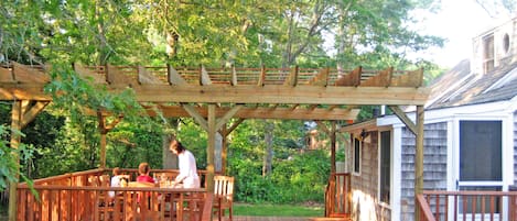 Mahogany deck during construction during lunch at Old Silver Beach