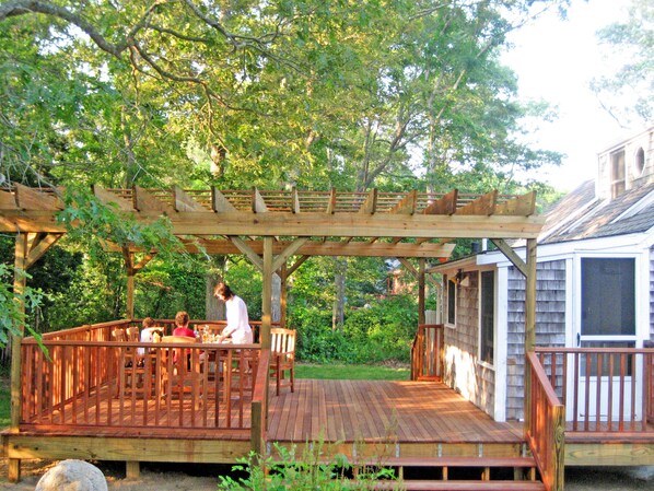 Mahogany deck during construction during lunch at Old Silver Beach