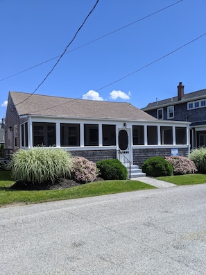 Front view, main house with screen porch