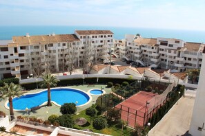Swimming Pool & Tennis Court from Terrace