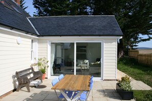 Dining area and patio outside living room