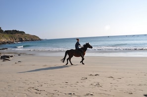 Promenade à cheval sur la plage de Kerhornou