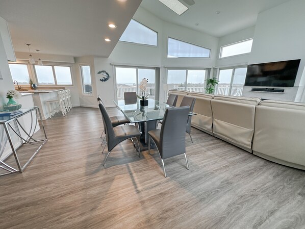 Large, beachfront home with wrap around decks and amazing views!