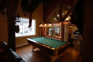 pool table looking back at kitchen