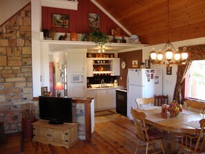 The kitchen area is loaded with extras!