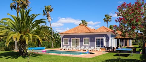 back garden and pool area 