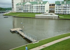 Another view from the balcony.  The fishing dock is a fun place to fish or hang 