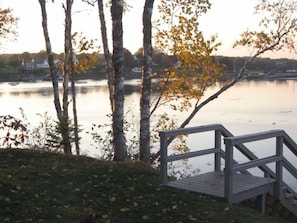 Steps lead to dock- a tranquil spot for boating