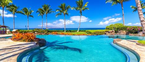 Beach Front Adult Infinity-Edge Heated Swimming Pool set Directly on Wailea...