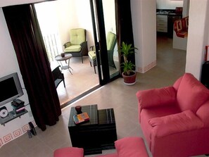 Living room, terrace, kitchen