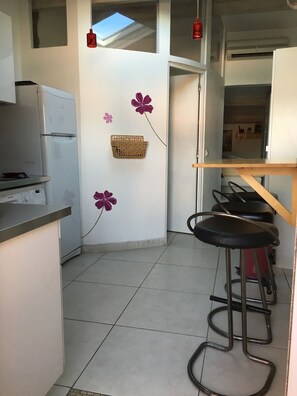 CUISINE ET ENTREE SALLE D'EAU AU FOND A GAUCHE