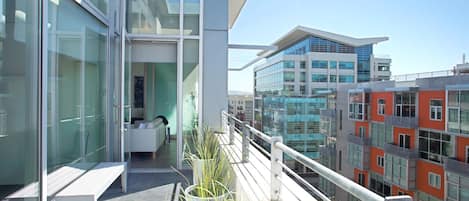 Balcony with city views